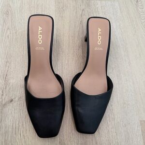 ALDO Black Leather Mules